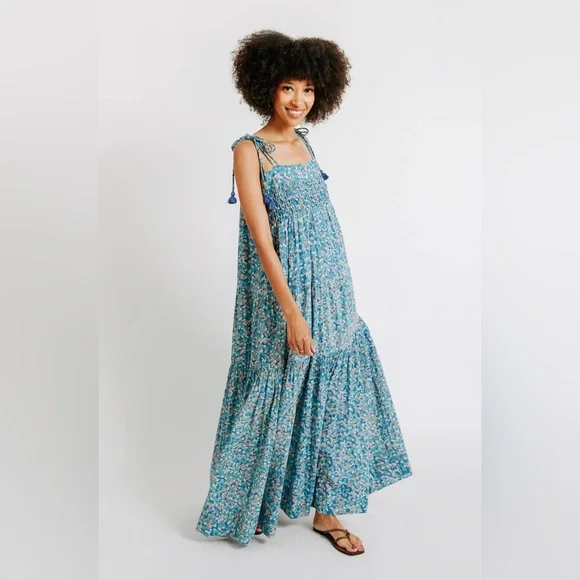 Mirth Mykonos Maxi Dress in Saltwater Blue Size Small - Picture 9 of 9